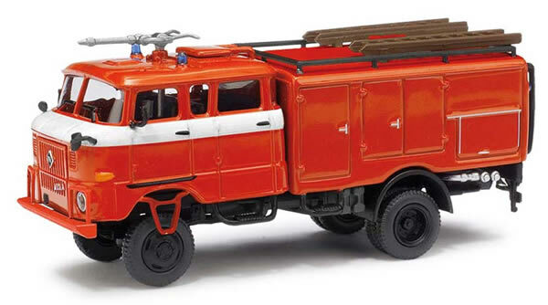 Busch 95160 HO Scale IFA W50 TLF Crew-Cab Fire Tanker - Assembled - Espewe -- Fire Department (red, white, German Lettering)