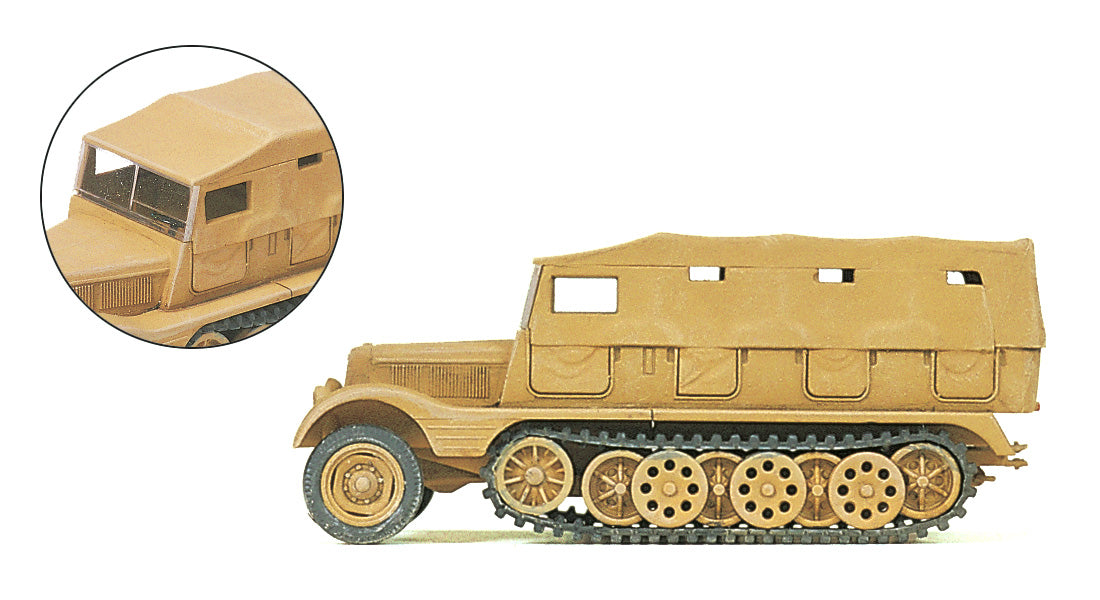 Preiser 16562 HO Scale SdKfz 11 Half-Track Kit Closed Tan