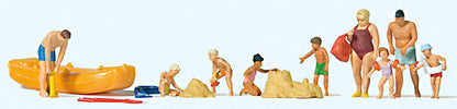 Preiser 10692 HO Scale Leisure Time at the Lake w/Small Boat -- pkg(9)