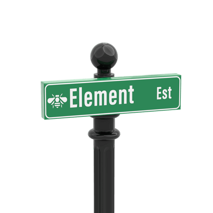 "Element Est" Street Sign - Custom Printed - 1x4 Tile Made with LEGO® Parts