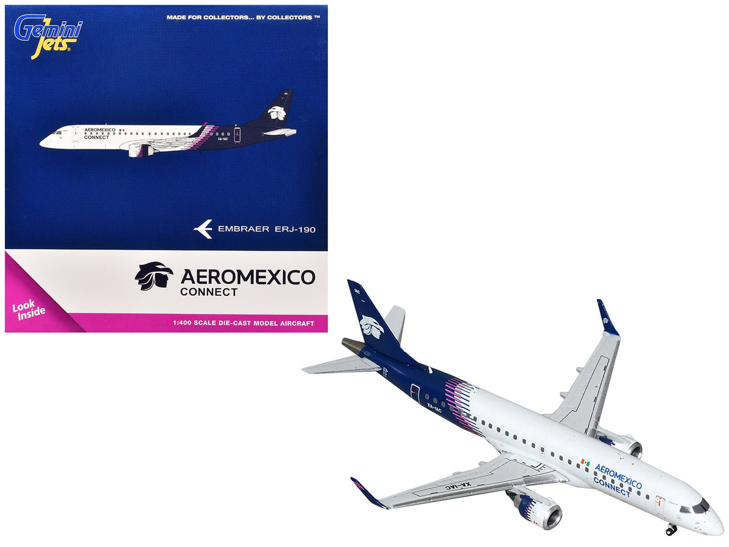 Embraer ERJ-190 Commercial Aircraft "Aeromexico Connect" (XA-IAC) White with Dark Blue Tail 1/400 Diecast Model Airplane by GeminiJets  free shipping USA