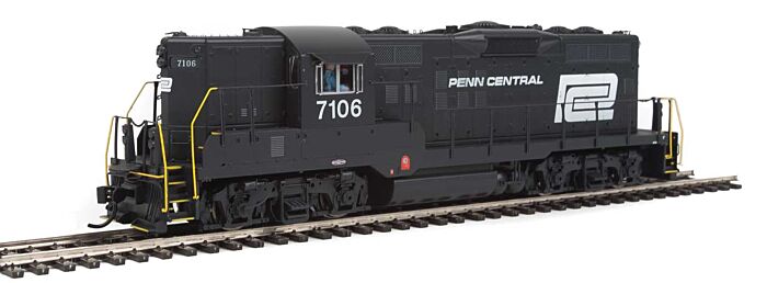 Walthers Proto 42707 HO Scale EMD GP9 Phase II - LokSound 5 Sound and DCC -- Penn Central #7106 (black, white, Large Logo)