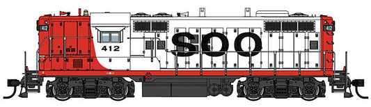 Walthers Proto 42709 HO Scale EMD GP9 Phase II - LokSound 5 Sound and DCC -- Soo Line #412 (white, red, black)
