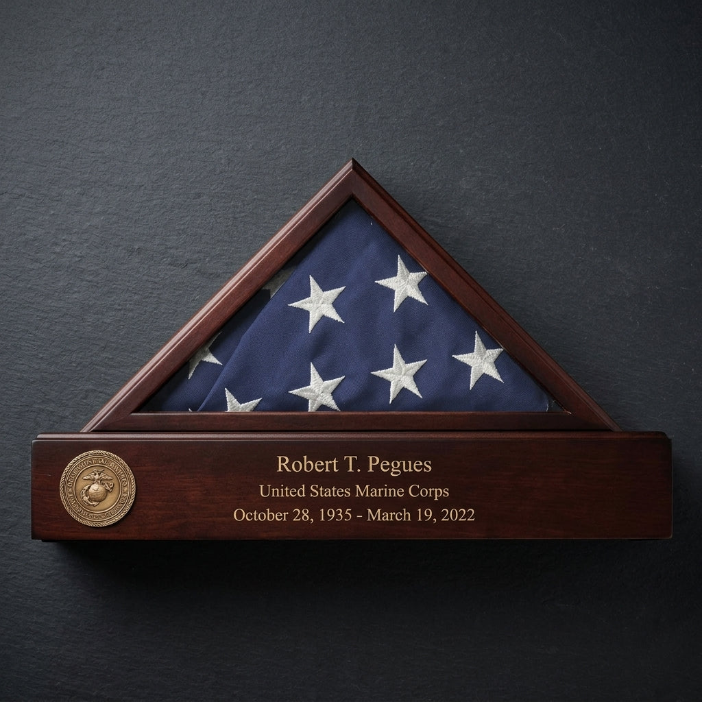 Flag and Personalized Pedestal Display Case - for 3x5 Capitol Flag.