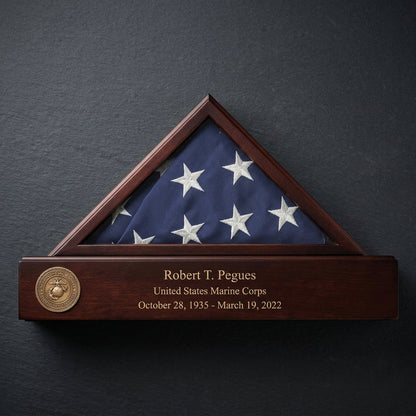 Flag and Personalized Pedestal Display Case - for 3x5 Capitol Flag.