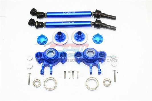 GPM ALUMINUM CVD F/R KNUCKLE ARMS WHEEL HEX CLAW WHEEL LOCK TRAXXAS REVO BLUE