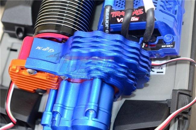 GPM ALUMINUM CENTER MAIN GEAR COVER W. HEAT SINK FINS TRAXXAS E-REVO BLUE