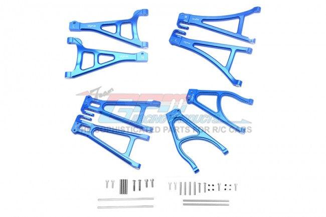 GPM ALUMINUM FULL SUSPENSION ARM SET F/R AND UPPER LOWER TRAXXAS E-REVO BLUE