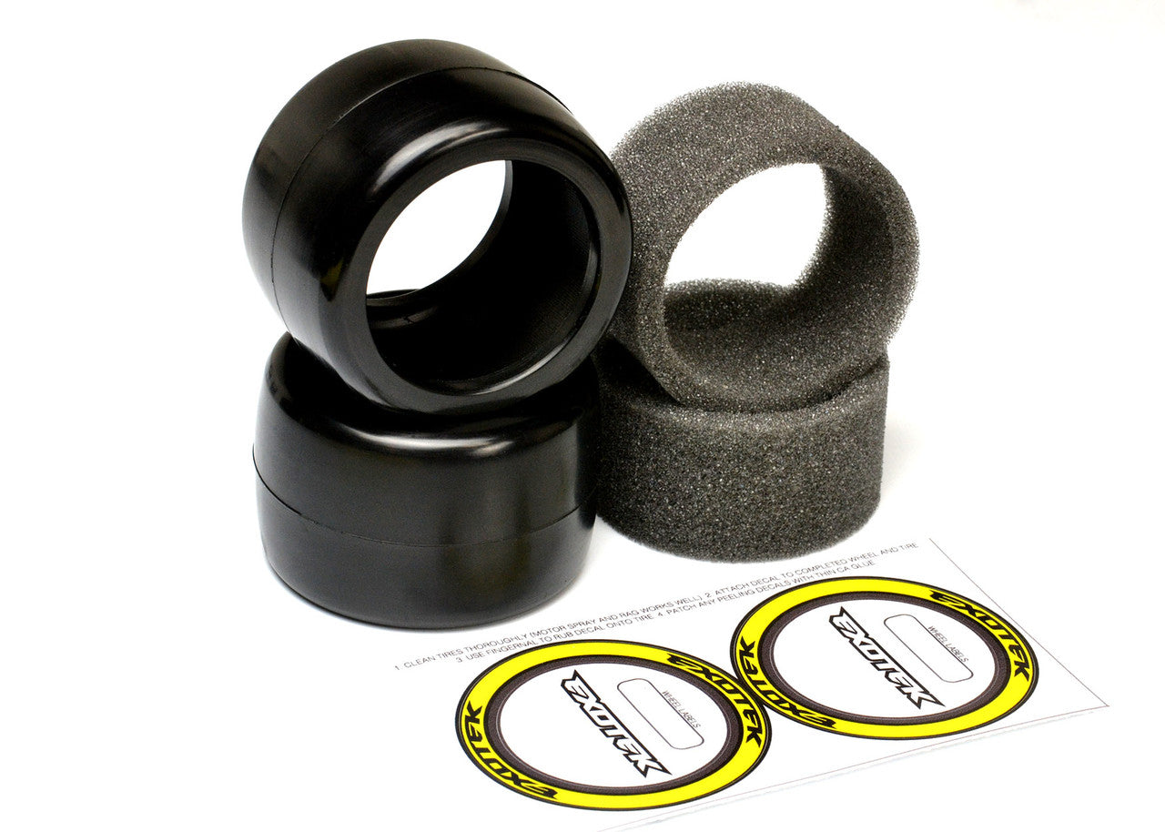 Exotek 2118 F1 1/10 Rear Rubber Tires, 36X, Yellow-Medium