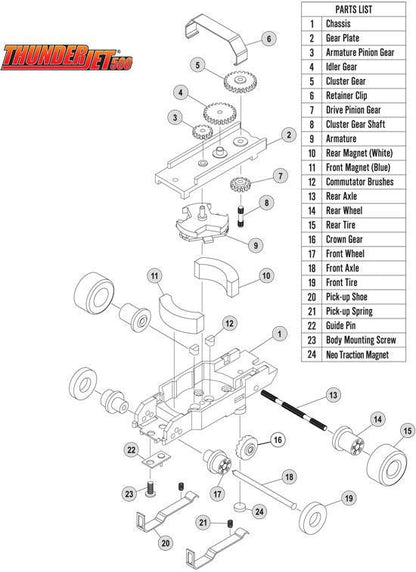 Auto World Thunderjet Chassis Tjet Parts Cluster Gear 6pc HO Slot Car