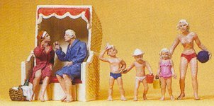 Preiser 10438 HO Scale Recreation & Sports Sun Bathers & Beach Hut