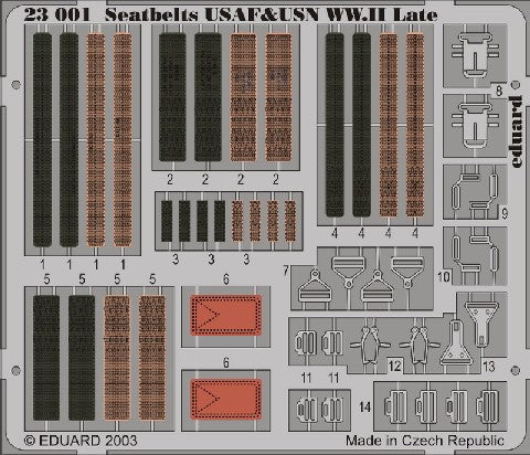Eduard 23001 1/24 Aircraft- USAF & USN WWII Late Seatbelts (Painted)