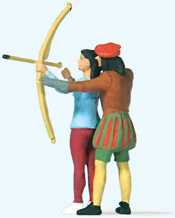 Preiser 28219 HO Scale Archery Instructor w/Student pkg(2)