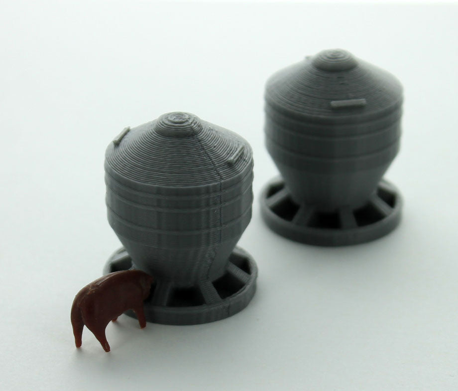 3D To Scale 64-332-GY 1/64 – Hog Feeder 2pk Gray Diorama Accessory