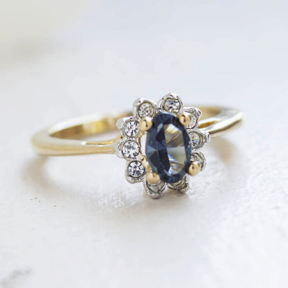 Vintage Genuine Opal or Austrian Crystal Ring 18k Yellow Gold Electroplated by PVD Vintage Jewelry