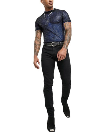 Men's Full Size Mock Neck Short Sleeve Top Plus Size