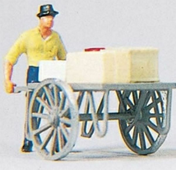 Preiser 28036 HO Scale Individual Figure - Pedestrians Man With Cart