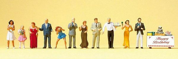 Preiser 10554 HO Scale Pedestrians Birthday Party Goers pkg(12)