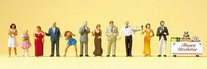 Preiser 10554 HO Scale Pedestrians Birthday Party Goers pkg(12)