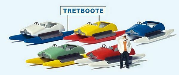 Preiser 10685 HO Scale Pedal Boat Rental w/German Sign 5 Boats