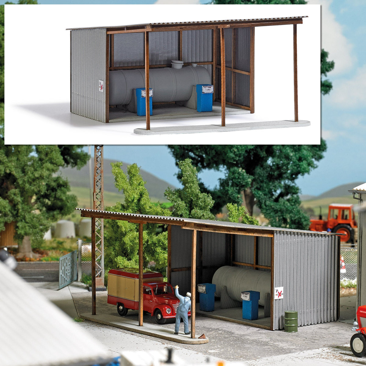 Busch 1912 HO Scale LPG Farm Gas Station Laser-Cut Kit