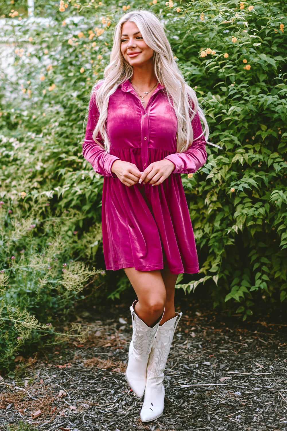 Lennon Long Sleeve Ruffle Velvet Dress by Poppy Lee Lane