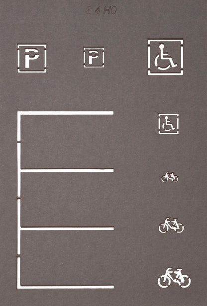 Noch 60745 HO Scale Street Marking Stencils, 5 Stencils/43 Symbols