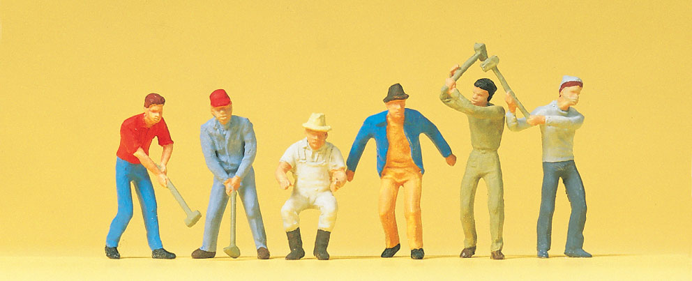Preiser 14075 HO Scale Workers Figures (6)