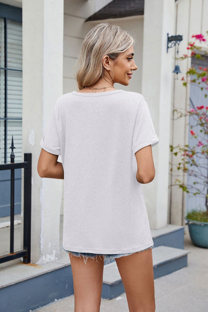 Florira Notched Short Sleeve T-Shirt