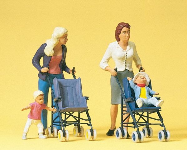Preiser 45114 G Scale Pedestrians -- Women & Children w/Strollers (2 of Each)