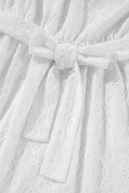 Lace Sleeveless Tied Waist Mini Dress