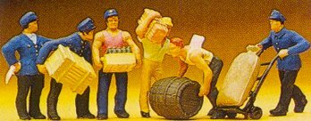 Preiser 10016 HO Scale Delivery Men w/Loads pkg(6)