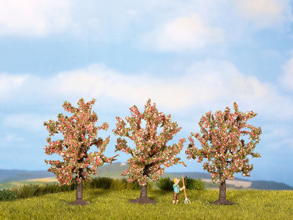 Noch 25112 HO/TT Scale Fruit Trees, Pink Blossoms, 8 cm, 3-Pack