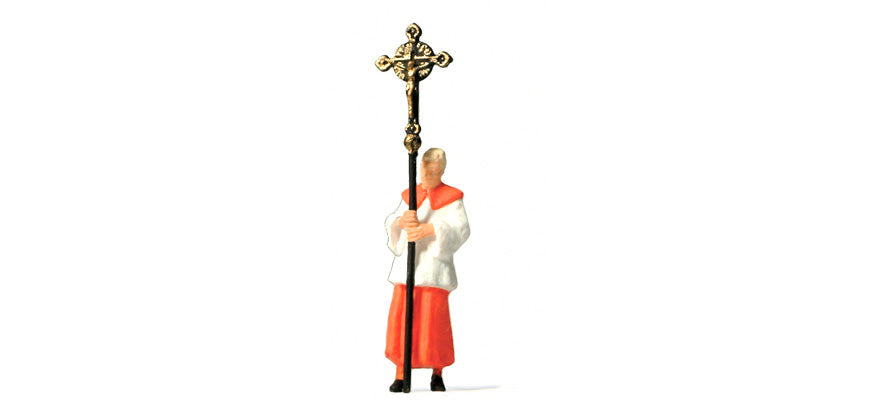 Preiser 28066 HO Scale Verger Carrying a Cross Figure