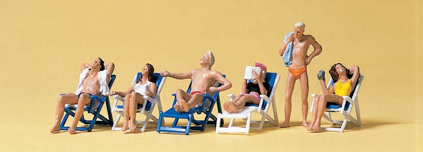 Preiser 10431 HO Sunbathers on Folding Chairs Figure Set