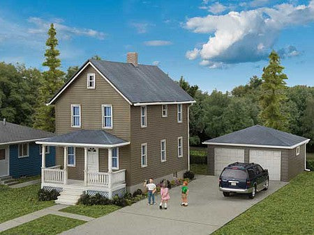 Walthers Cornerstone 3792 HO Two-Story House with Garage Kit