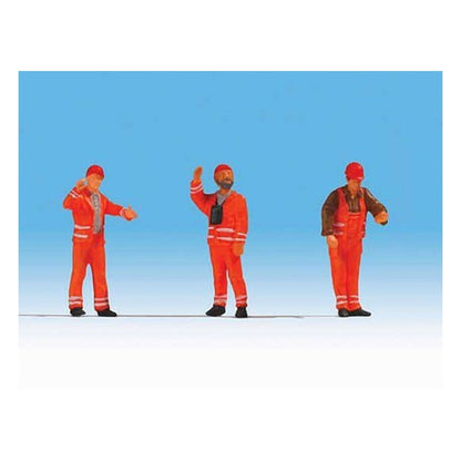 Noch 17820 O Scale German Railroad Switchmen -- Orange Uniforms pkg(3)