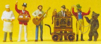 Preiser 24653 HO Scale Fair Musicians/Vendors pkg(6)