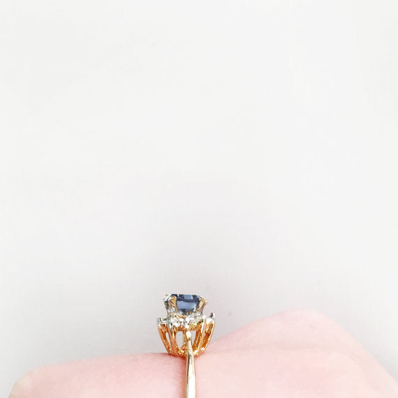 Vintage Genuine Opal or Austrian Crystal Ring 18k Yellow Gold Electroplated by PVD Vintage Jewelry