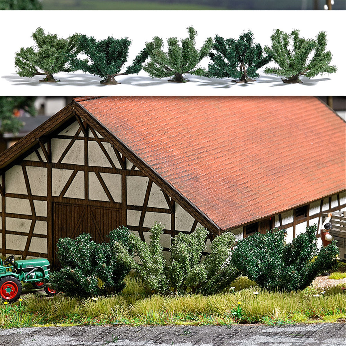Busch 6061 Summer Bushes, Assembled, 1-3/8 in., pkg(5)
