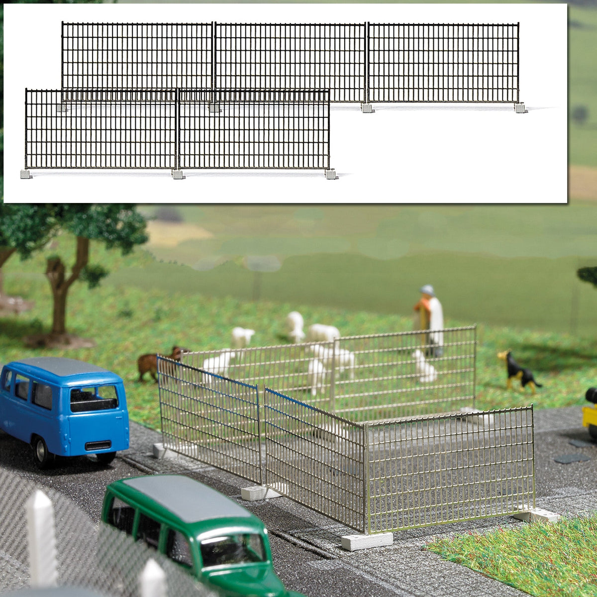 Busch 8116 N Scale Etched-Metal Construction Fence, Pkg(5)