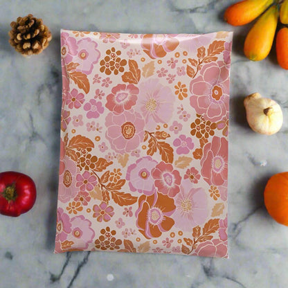 Fall Flowers Poly Mailers Size 10x13 Autumn Floral Shipping Bags