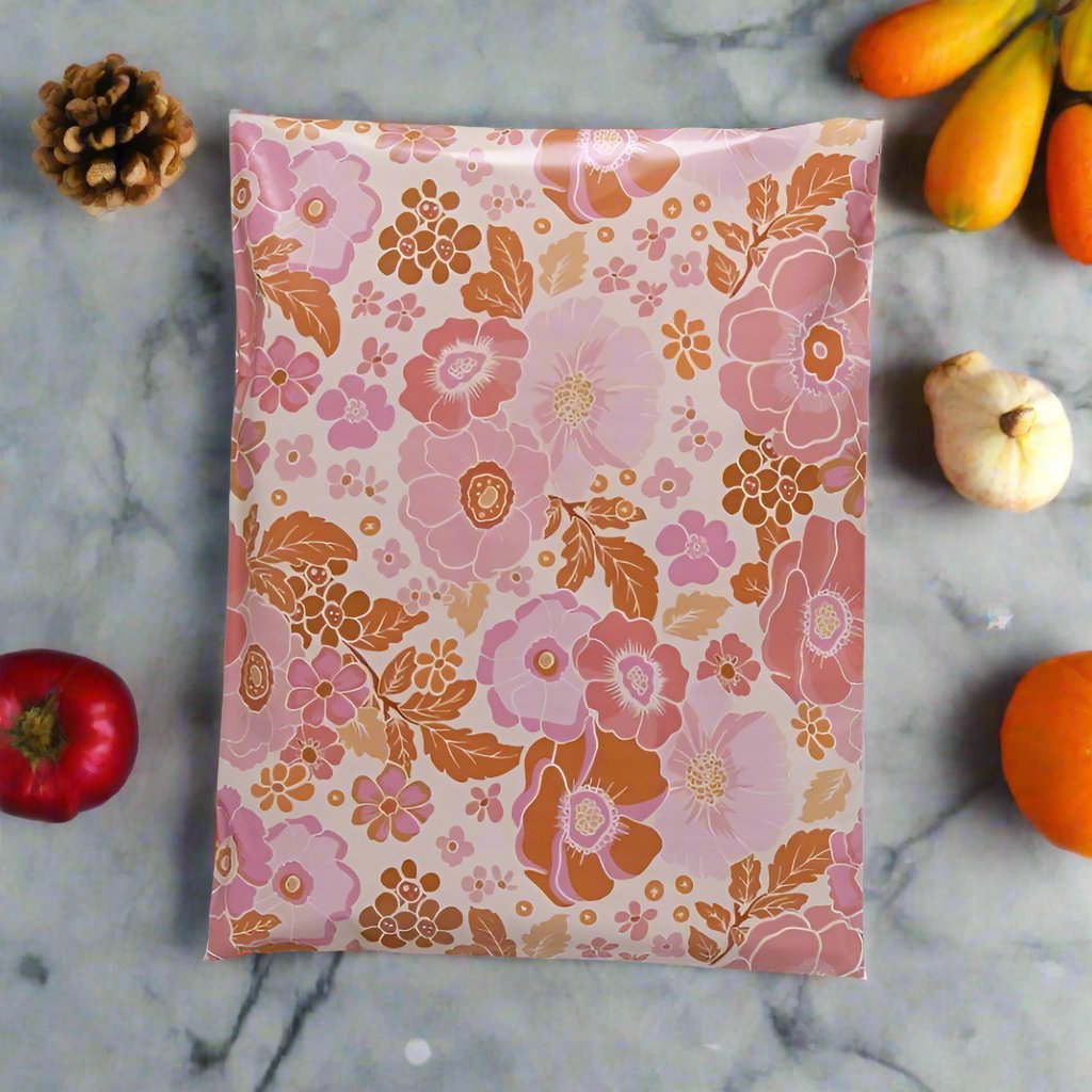 Fall Flowers Poly Mailers Size 19x24 Autumn Floral Shipping Bags