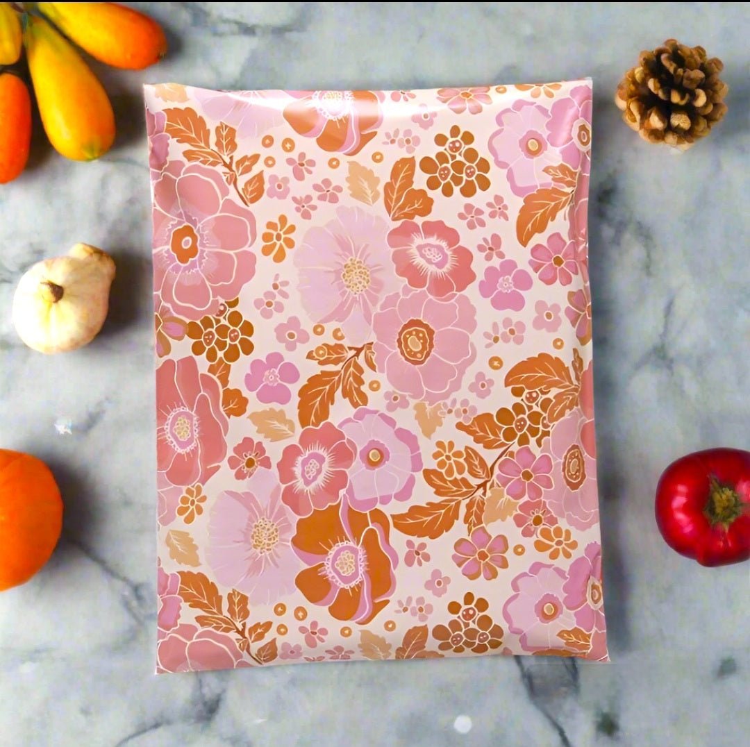 Fall Flowers Poly Mailers Size 19x24 Autumn Floral Shipping Bags