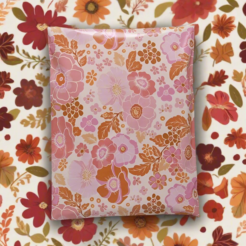 Fall Flowers Poly Mailers Size 19x24 Autumn Floral Shipping Bags