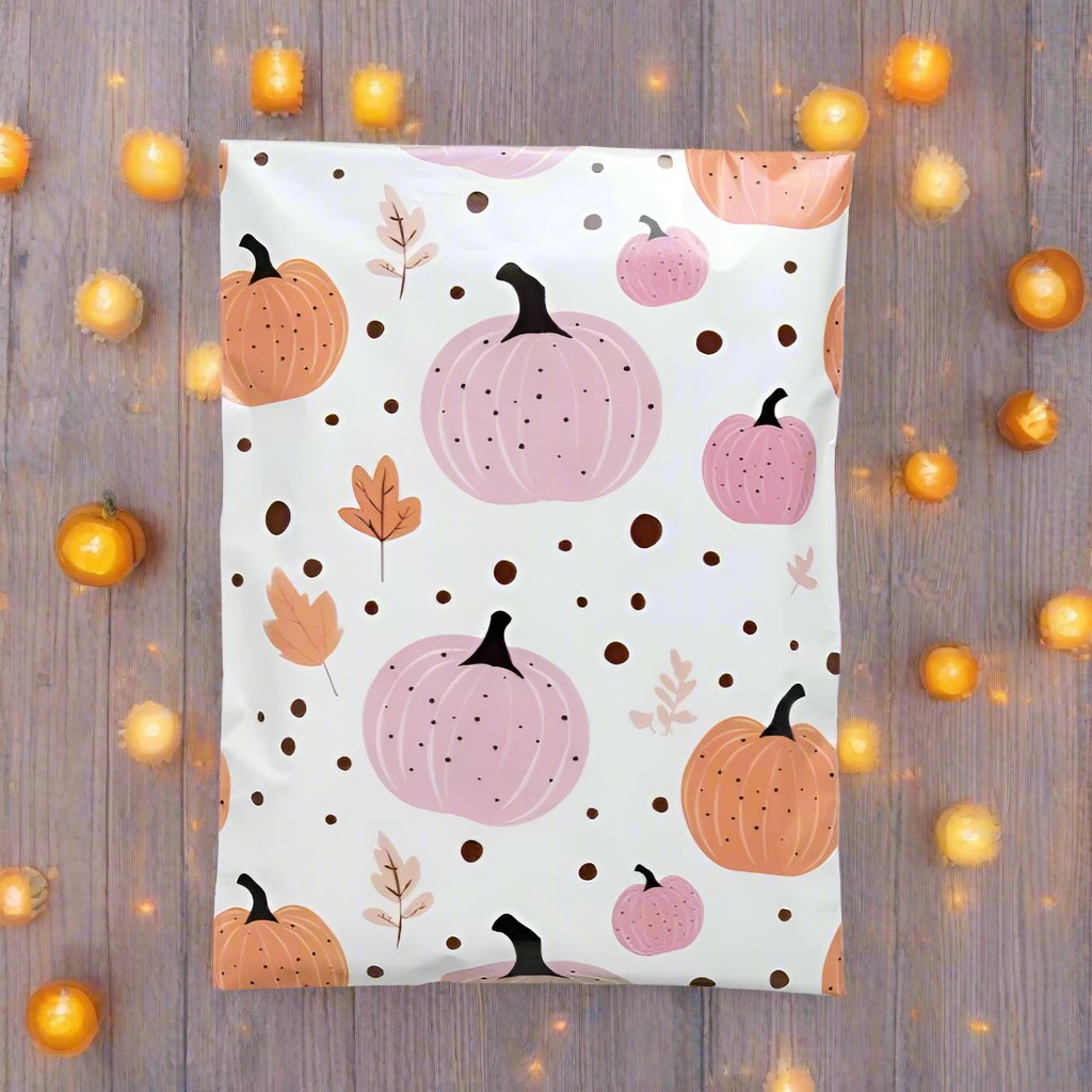 Fall Pumpkin Poly Mailers Size 7.5x10.5 Halloween Shipping Bags