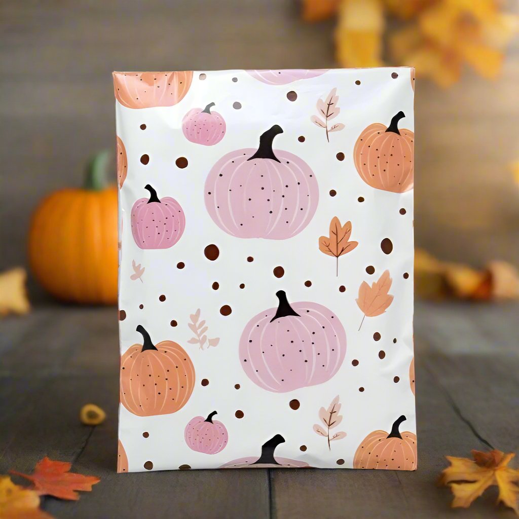 Fall Pumpkin Poly Mailers Size 7.5x10.5 Halloween Shipping Bags