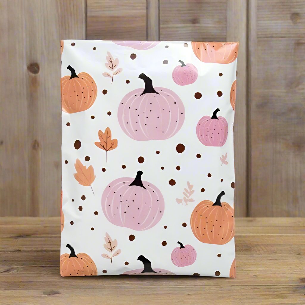 Fall Pumpkin Poly Mailers Size 7.5x10.5 Halloween Shipping Bags