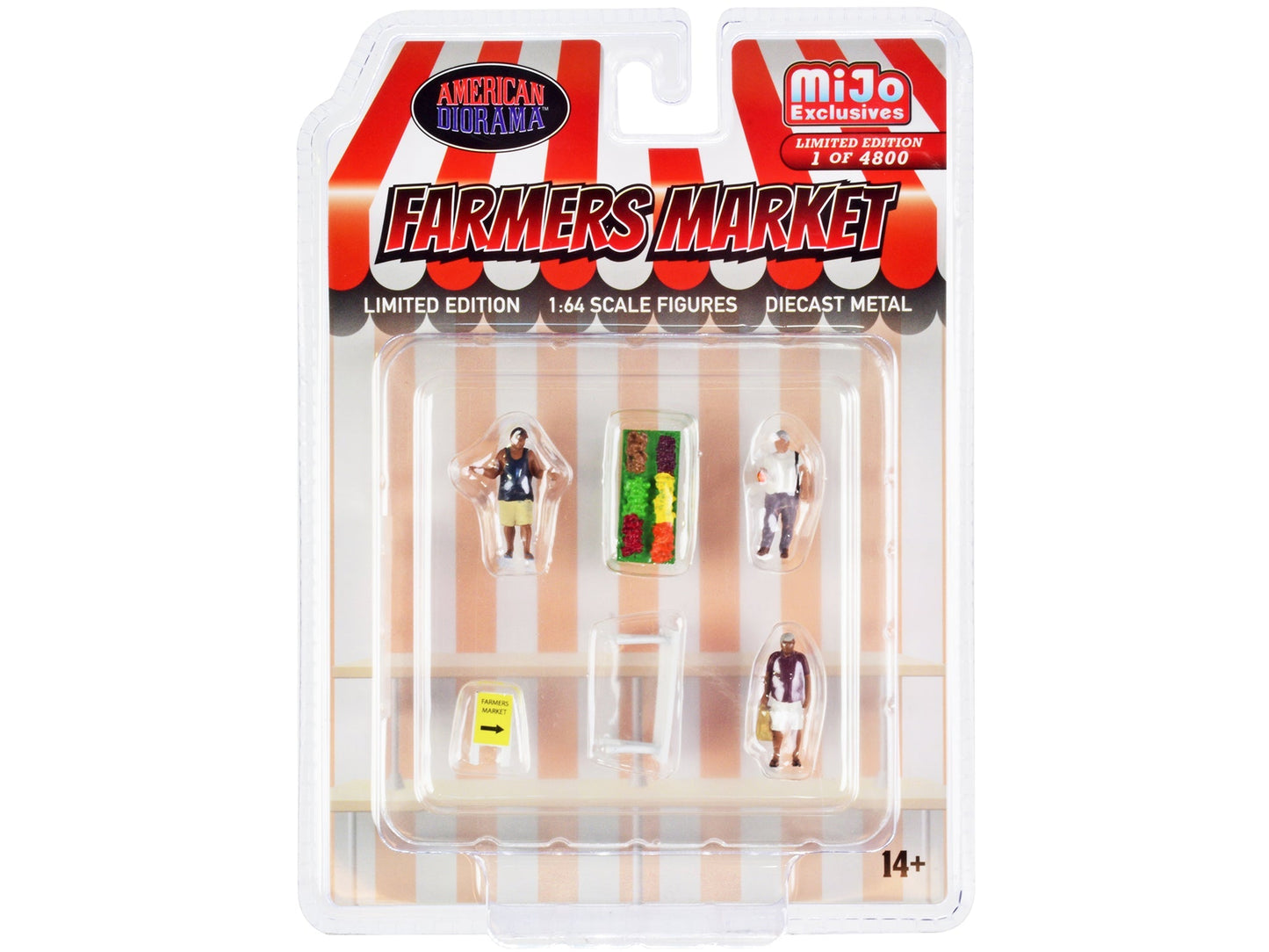 "Farmers Market" 6 piece Diecast Set (3 Figures and 3 Accessories) Limited Edition to 4800 pieces Worldwide for 1/64 Scale Models by American Diorama  free shipping USA