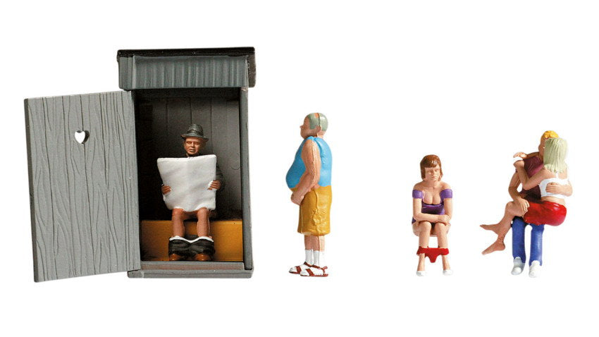 Noch 15560 HO Scale Toilet Stories, 5 Figures & Outhouse